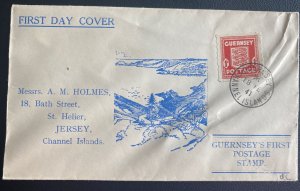 1941 Guernsey Channel Islands German Occupation England Cover To Jersey First Da