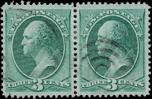 Scott #158 Pair, Crowe Cert Graded 85, VF/XF, Used, Lightly Canceled