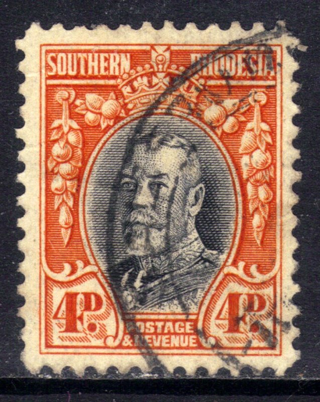 Southern Rhodesia 1931 - 37  KGV 4d Black & Vermilion used SG 19 Perfs 12 ( D...