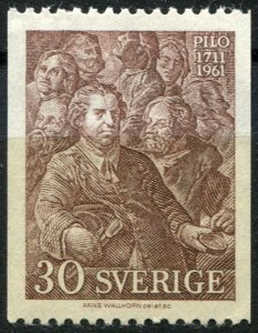 Sweden Sc#594 MNH, 30o brn, 250th Birth Anniversary of Carl Gustav Pilo (1961)