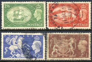 Great Britain 1951 Sc 286-9 King George VI Stamp w/fault U