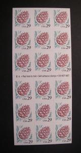 Scott 2491a, 29c Pine Cone, Pane of 18, #B6, MNH Booklet Beauty