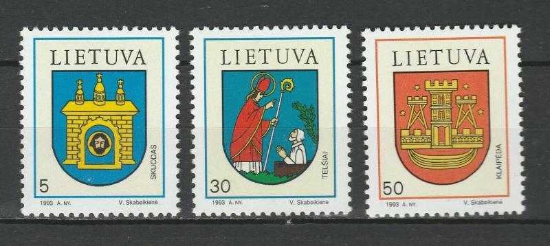 Lithuania 1993 Coat of Arms 3 MNH stamps