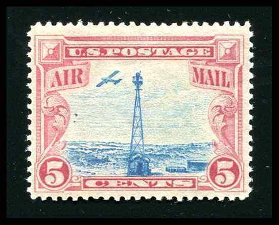 US Air Mail Stamp 1928 C11 5¢ Beacon on Rocky Mountains Mint Never Hinged