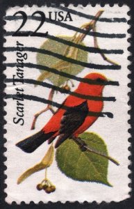 SC#2306 22¢ North American Wildlife: Scarlet Tanager (1987) Used