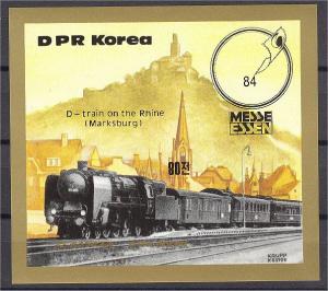 NORTH KOREA, Souvenir sheet TRAIN / LOCOMOTIVE, STAMP EXPO 1