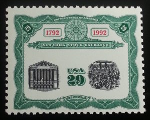 1992 29c New York Stock Exchange, Bicentennial Scott 2630 Mint F/VF NH