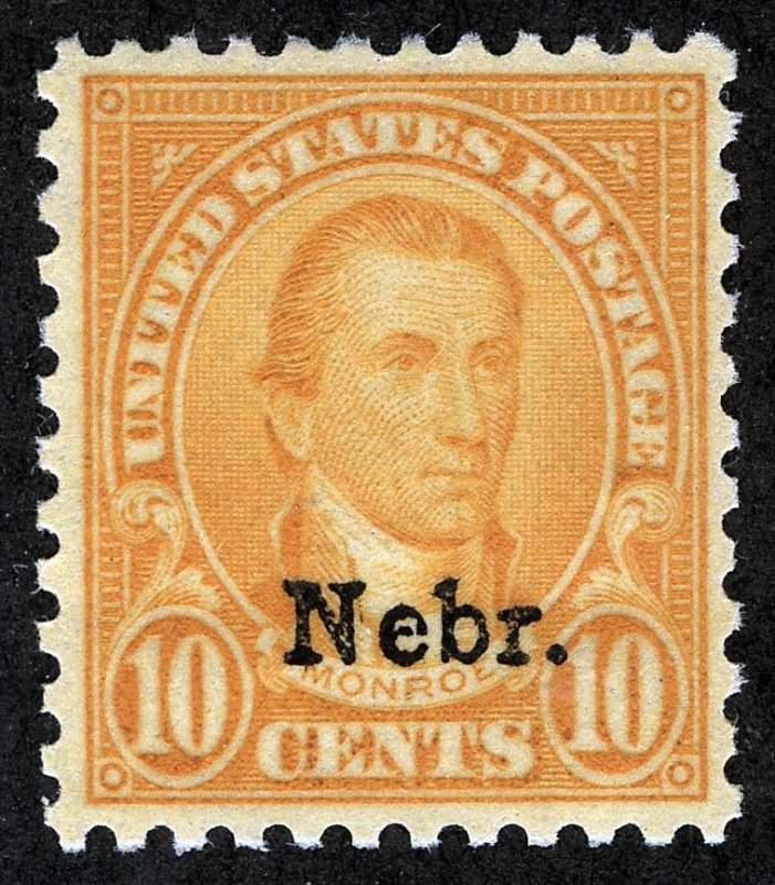 US Sc 679 Orange Yellow 10¢ NEBR. Overprint MNH Original Gum