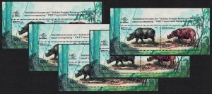 Indonesia WWF Rhinoceros 5 MSs A 1996 MNH SG#MS2271 MI#Block 113