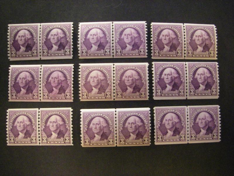 Scott 721, 3c Washington, Line Pair, MNH Beauty, CV $13