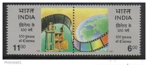 India 1995 Cinema World Map Camera Se-tenant MNH Sc 1515-16