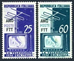 Italy Trieste Zone A 196-197,MNH.Michel 228-229. Television service,1954.Map.