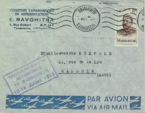 93296 - MADAGASCAR  - Postal History -  RALLY Automonile CARD RACING 1953