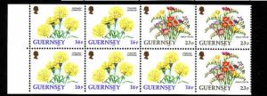 Guernsey-Sc#488b-unused NH booklet pane-Flowers-Carnations-Mixed Freesia-