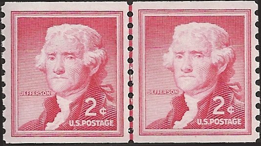 # 1055a DRY PRINT SMALL HOLES MNH SHINEY GUM Color Transfer Line Pair Cat $50.00