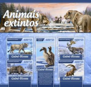 Guinea-Bissau - 2017 Extinct Animals - 5 Stamp Sheet - GB17103a
