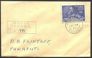 GILBERT & ELLICE IS 1949 Registered cover ex TARAWA........................93296