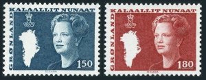 Greenland 123,125,MNH.Michel 134-135. Queen Margrethe,Map,1982.