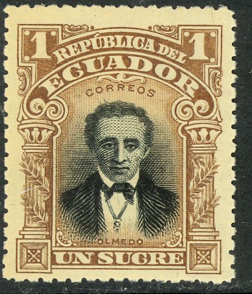 ECUADOR 1901 1s Jose Joaquin Olmedo Portrait Issue Sc 151 MNH DISTURBED GUM