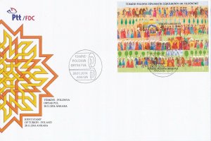 Turkey 2014 FDC Souvenir Sheet Stamps Scott 3416 Miniature Joint Issue Poland