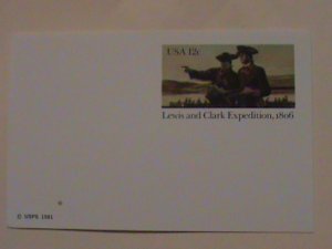 ​UNITED STATES-1981-LEWIS & CLARK EXPEDITION-1806 MNH POST CARD-VERY FINE