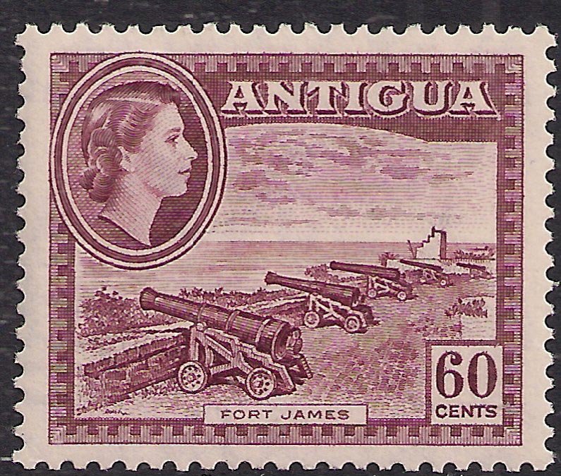 Antigua 1953  62 QE2 60ct Brown Fort James Umm SG 131 ( L1287 )