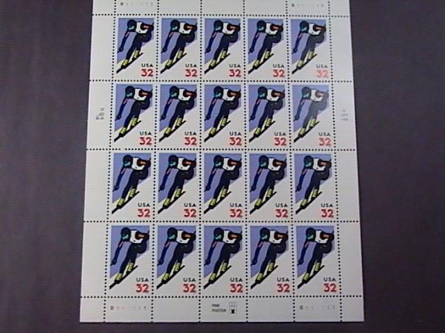 U.S.# 3180-MINT/NEVER HINGED----PANE OF 20----ALPINE SKIING----1998