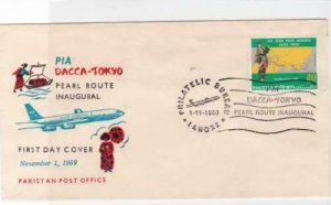 pakistan pearl route 1969 fdc   stamps cover ref r16232