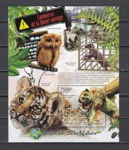 Burundi, 2012 issue. Fauna s/sheet with Owl in design. ^