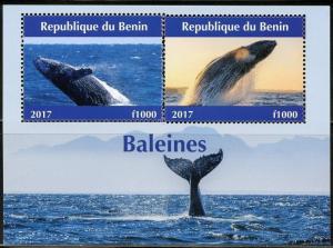 BENIN 2017  WHALES  SHEET OF TWO MINT NH