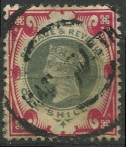 Great Britain 1900 SG214 1/- green and carmine QV #10 GU