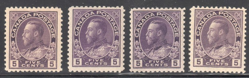 Canada VF NH #112- 112a, c, i, ii, iii (112c has minor wrinkle) C$1275.00