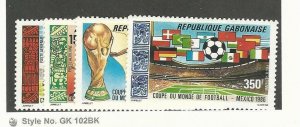 Gabon, Postage Stamp, #C278-C281 Mint Hinged, 1986 Football, Soccer