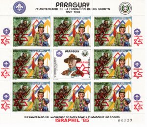 Paraguay 1985 MNH Sc 2140 sheet of 8 with label