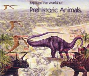 Gambia stamp Prehistoric animals minisheet MNH 2003 Mi 5030-5033 WS4474