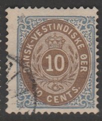 U.S. Scott Scott #10 Danish West Indies - Possession Stamp - Used Single