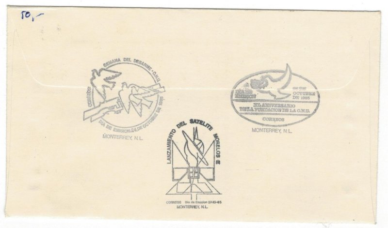 Mexico 1985 Special Cancellations Stamps Scott 1284 Space Pigeon Peace United Na