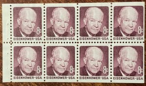 US #1395a MNH Shiny Gum Booklet Pane of 8 D D Eisenhower SCV $2.00 L42