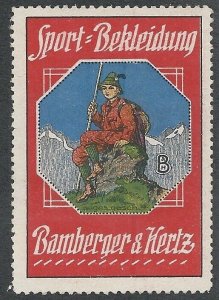 Bamberger & Hertz, Sports Apparel, Germany, Early Poster Stamp