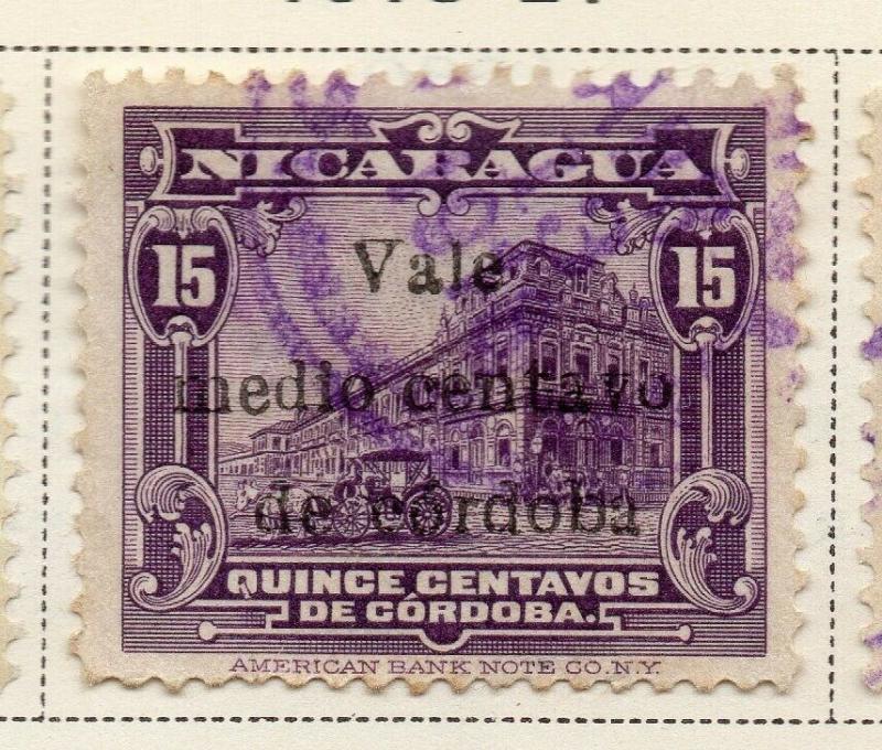 Nicaragua 1918-21 Early Issue Fine Used 1/2c. Surcharged 323635