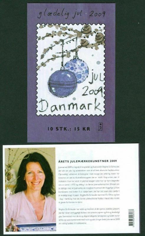 Denmark.  Booklet 2009  10 Christmas Seals Mnh. Christmas Tree  Decorations