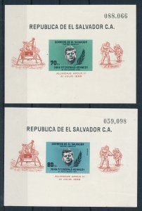 [116337] El Salvador 1969 John F. Kennedy Space Moonlanding 2 Souv. Sheets MNH