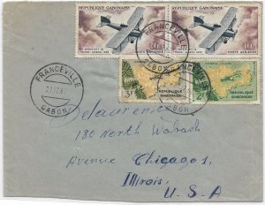 Gabon, 1962 Franceville to Chicago, IL Airmail (53876)