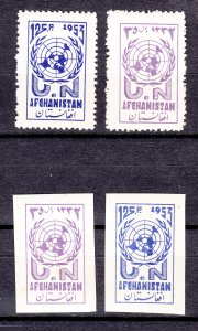 J26974 1953 afghanistan set + imperfs mnh #415-6 united nations