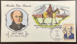 2216h Collins Hand Painted cachet Martin Van Buren, Ameripex  ‘86 FDC