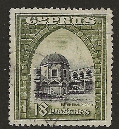 Cyprus 134  1934  18 P  fvf  used  - sm tear left