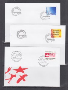 Switzerland Mi 1637/1671, 1998 issues, 8 complete sets in singles on 20 FDCs, VF