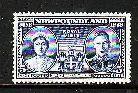 Newfoundland-Sc#249-used 5c violet blue Royal Visit-KGVI-1939-Nwf442-