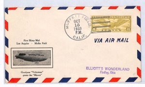 USA Air 1933 Cover ZEPPELIN/BALLOON *First Blimp Mail* Volunteer USS Macon YW132