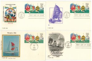POSTAL CARD FDC UX100 OLYMPIC YACHTING SAILING SET OF 9 DIFFERENT CACHETS